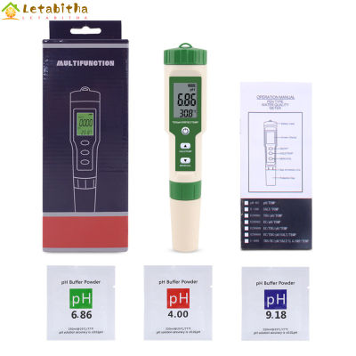 Letabitha เครื่องทดสอบน้ำตัวทดสอบคุณภาพแบบพกพา,เครื่องทดสอบน้ำ5 In 1 Ph/tds/ec/orp/ มิเตอร์วัดอุณหภูมิสำหรับตู้ปลาสระว่ายน้ำดื่ม