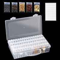 【CW】﹊△  Plastic Storage Reusable 64 Slots Organizer with Label Stickers Multi-Purpose Embroidery