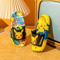 Cartoon Kawaii Pokemon Pikachu Slippers Indoor Boys Girls Unisex Flip Flops Bathroom Non-Slip Flat Shoes Beach Sandals Kids Gift