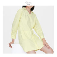 Shaka Leisure SS21 V Neck Collar Shirtdress เชิ้ตเดรสคอวี ความยาวเหนือเข่า ทรงตรง ชายโค้ง - DS-L210411