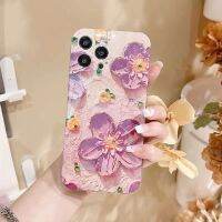 Tide brand beautiful flower Cute phone case for iphone 13 13pro 13promax 12 12pro 12promax Cute oil painting design purple flower pattern 11 11pro 11promax x xr xsmax high quality diamond flowers Soft Case for iphone 7+ 8+ 7plus 8plus for girl