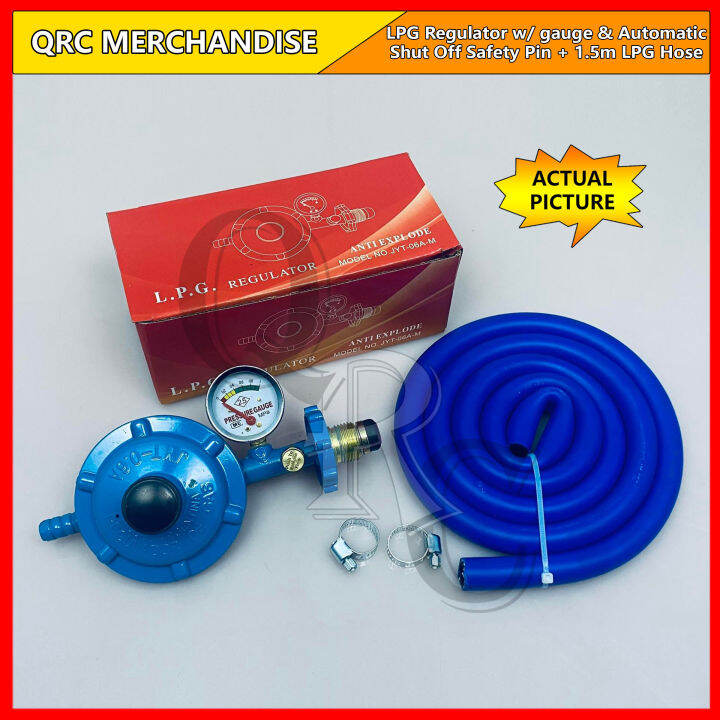 LPG GAS REGULATOR WITH GAUGE & AUTOMATIC SHUT OFF PIN + HIGH QUALITY