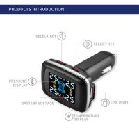 Car TPMS Tire Pressure Monitoring System with 4 External/Internal Sensor Voice Alarm 0-3.5Bar Angle Adjustable Universal