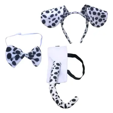 Dalmatian Dog Costume Set with Black and White Dog Ears Headband, Bow Tie,  Puppy Tail for Kids