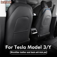 Car Seat Back Protector Anti Kick Pad For Tesla Model 3 /Model Y Leather Carbon Fiber Car Seat Anti Scratch Mats Accessories