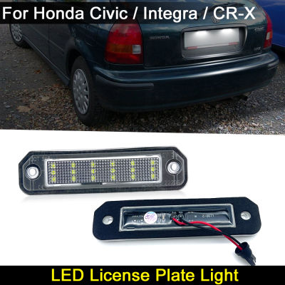 2Pcs For Honda Civic EJ EG EK EK3 CR-X Integra Del Sol Tail White LED License Plate Light Number Plate Lamp Assembly