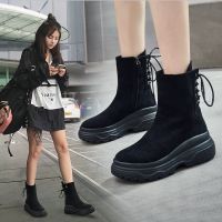 CODyx648 Womens Ankle Boots Winter Warm Plush Leather Platform Boots For Girls High Heels Winter Shoes Ankle Boot Female Shoes