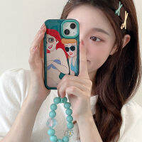 สีเขียวการ์ตูนนางเงือกโทรศัพท์มือถือเปลือกสำหรับ iPhone13promax เปลือกโทรศัพท์มือถือป้องกันตกสำหรับ iPhone12 จี้โทรศัพท์มือถือสำหรับ iPhone11 การ์ดรักตัวการ์ตูนเปลือกโทรศัพท์มือถือสำหรับ iPhoneXR