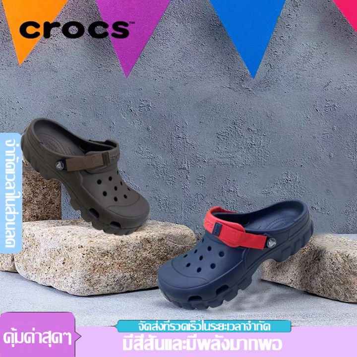 ใหม่เอี่ยมของแท้-crocs-2023-ผู้ชายกลางแจ้งระบายอากาศสบายๆไม่ลื่นชายหาดรองเท้าแตะรองเท้าแตะรองเท้าแตะกลางแจ้งเบาเบาเบากล่องเทป