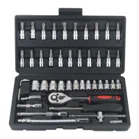 46pcs Car Repair Tool Kit 1/4-Inch Socket Set Car Repair Tool Ratchet Torque Wrench Combo Auto Repairing Tool Set