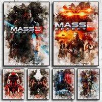 ❉ Mass Effect 3 Hot Shooting Action Game Wall decor โปสเตอร์ตกแต่งบ้านห้องนั่งเล่น Living Retro สีน้ำโปสเตอร์ภาพวาดผ้าใบ