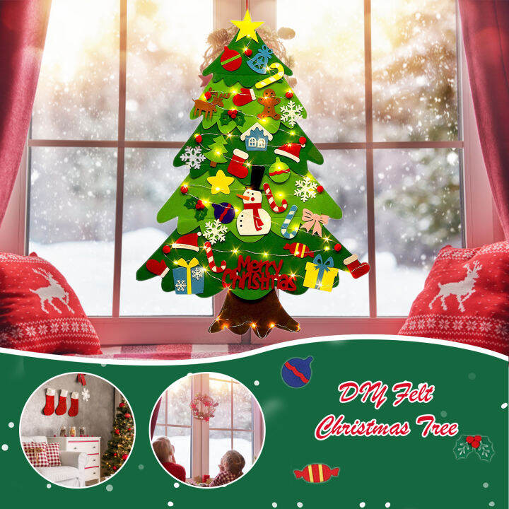 เด็ก-diy-felt-christmas-tree-ตกแต่งสุขสันต์วันคริสต์มาสสำหรับ-home-2022อุปกรณ์ตกแต่งวัยคริสมาสต์-navidad-2023ใหม่ปีของขวัญต้นคริสต์มาส