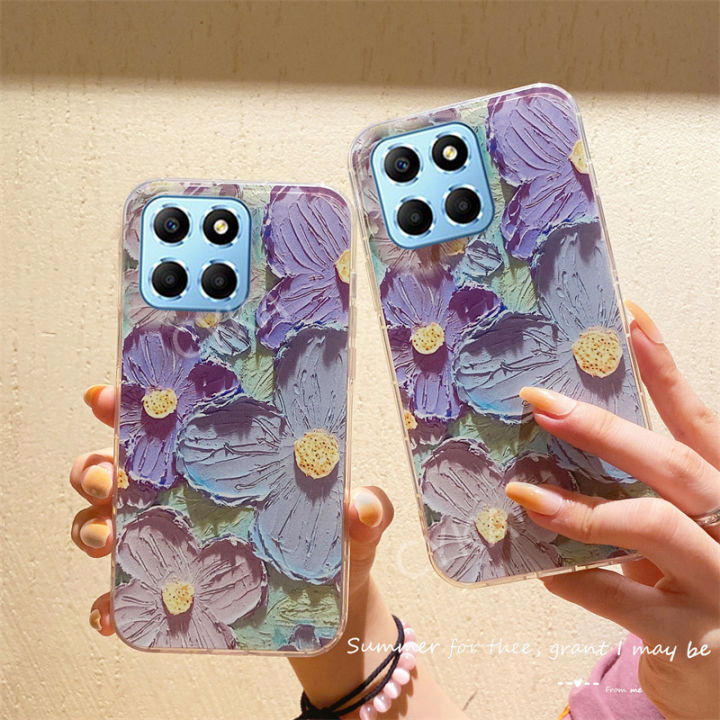 เคสนิ่มสำหรับดอกไม้ศิลปะใหม่-x5พลัส-x6-x7-x6a-x8-5กรัม-honorx8เคสโทรศัพท์5กรัมกรอบซิลิโคลนกันกระแทก-x6a-เกียรติยศ4กรัม