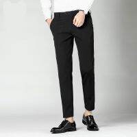 CODiy085671 [Ready Stock] Formal Pants Men Korean Slim Fit Elastic Office Pants Soft No Iron Black Cropped Pants