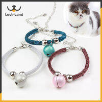 Lovinland Pet สไตล์ญี่ปุ่นไนลอนสร้อยคอปรับ Extension Chain ความปลอดภัยยางยืดผูกโบว์พร้อมกระดิ่งสำหรับสุนัขและแมว