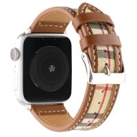 Leather Canvas Plaid strap for Apple Watch 44mm 45mm 41mm 40mm 42mm 49mm Strap Accessories iWatch Series ultra 8 4 5 6 SE 7 band Cases Cases