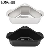 Triangle Drain Basket Kitchen Sink Drain Basket Stainless Steel Basket Colanders Food Vegetables Filter Storage Basket Organizer