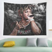 New Juice Wrld In Rain Designed Cartoon Concert Photo Tapestry Wall Hanging Tapestries For Living Room Bedroom Home Decor Knitting  Crochet