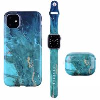 ☸☄ Phone Case For iPhone 11 12 Pro Max XS Max XR 7 8 Plus Rubber Cover Watchband Strap 38/40/42/44 For Airpods Pro Case Fran-11ps