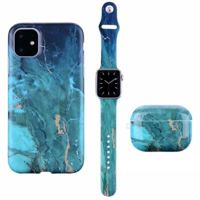 ☢๑⊕ Phone Case For iPhone 11 12 13 Pro Max XS Max XR 7 8 Plus Rubber Cover Watchband Strap 38/40/42/44 For Airpods Pro Case Myl-8ps