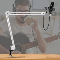 Microphone Stand Adjustable Suspension Boom Arm with Built-in Spring for Voice Recording White