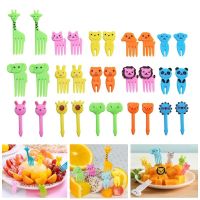 10Pcs Children Fruit Fork Animal Food Fork Mini Cartoon Kids Cake Dessert Toothpick Bento Accessories Party Decoration