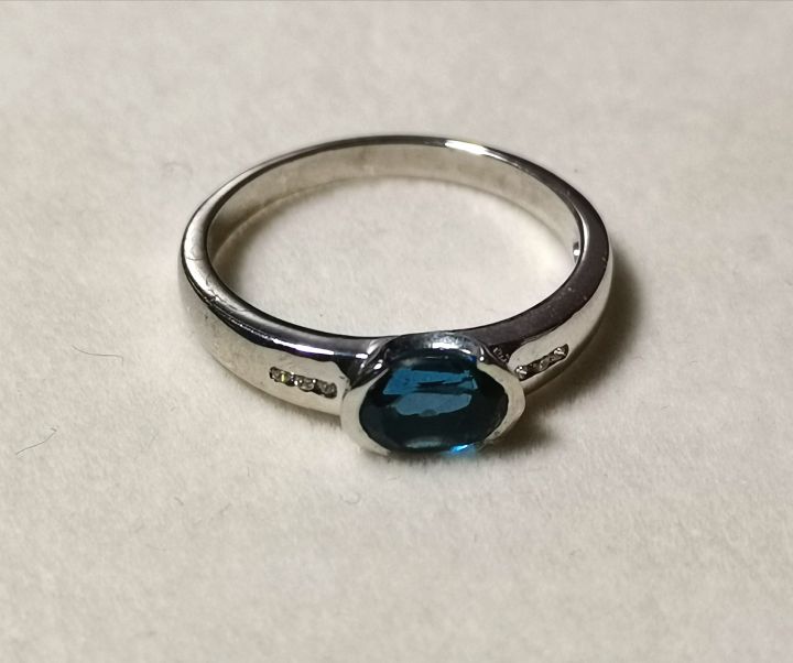 แหวนพลอยบลูลอนดอน-blue-london-topaz-ไซส์-56-เรือนเงินแท้-925