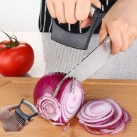 Onion Cutter Holder Vegetable Slicer Cutting Tools Stainless Steel Meat Fork Potato Tomato Cut Holder Kitchen Tools Gadgets 40