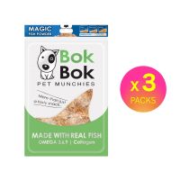 GOD ขนมสุนัข BOK BOK PET MUNCHIES เนื้อปลาหยอง 150 g x 3 แพ็ค ขนมหมา  ขนมสัตว์เลี้ยง