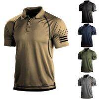 New Summer Mens T-shirt Outdoor Tactical Loose Lapel Short-sleeved Sweatshirt Trendy Mens Top comfortable