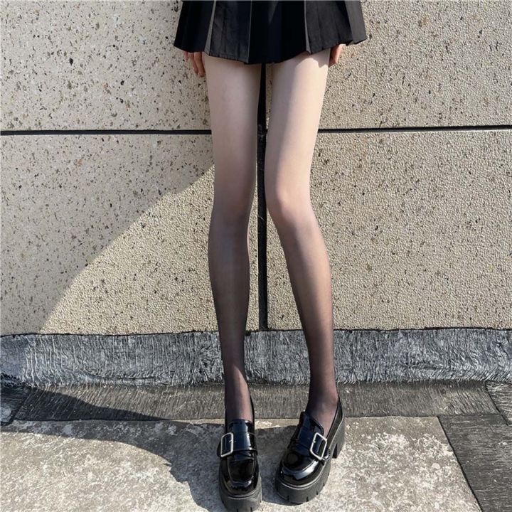 NNANCAM Ultra-thin Elastic Sexy Mesh Gradient Stockings Black Stockings ...