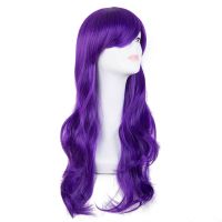 Carnival Wig Fei-Show Synthetic Heat Resistant Long Wavy Purple Hair Pelucas Costume Cosplay Halloween Party Salon Hairpieces Wig  Hair Extensions Pad