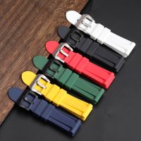 ✎▨ For PAM Rubber Strap 20 22 24 26MM Solid Color Rubber Strap Mens Bracelet Vintage Style Waterproof And Dustproof Watchband