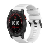 สำหรับ Garmin Fenix 7X สายนาฬิกาข้อมือเนื้อซิลิโคนเนื้อแนวนอน26มม. พร้อมอุปกรณ์กำจัด (สีดำ)