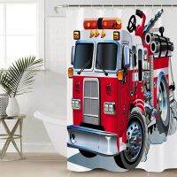 {Bathroom sale} RedFire TruckShower CurtainPolyester FabricCurtains พร้อมตะขออุปกรณ์ห้องน้ำตกแต่ง Cortina