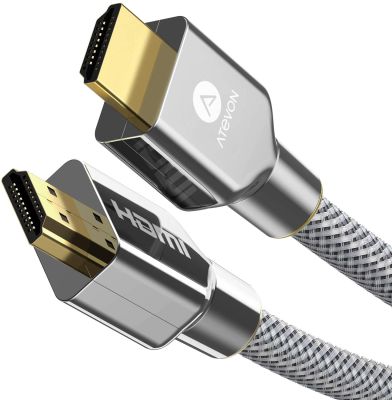 iVANKY สาย HDMI to HDMI 2.0 High Speed 18Gbps 4K Cable 6.6ft ATEVON, Silvery สายถักไนล่อนคุณภาพสูง ทนทาน รับประกัน 1 ปี