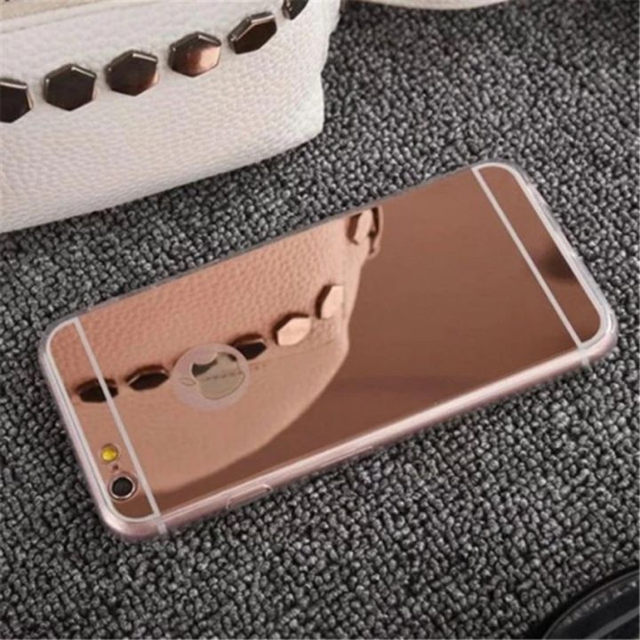 case-แอปเปิ้ล-ip-6-6s-mirror-case-เคสกระจกเงา-ขอบยาง-mirror-soft-clear-tpu-case-cover-rose-glod-สีชมพู