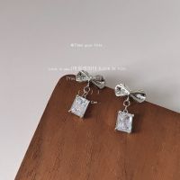 [COD] Spice girl sweet cool style zircon bow 925 silver needle earrings female ins factory source