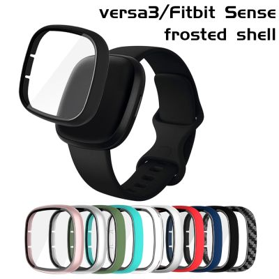 Glass+Case Full for Fitbit Versa 3 Protective Case Screen Protector Hard PC Matte Bumper Shell for Fitbit Sense All-Around Cover Cases Cases