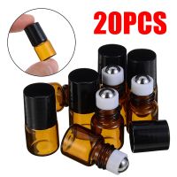 Mayitr 20pcs Mini Amber Roll On Bottle 1ml Empty Roll On Glass Bottle Easy Carry For Essential Oil Refillable Perfume Bottle