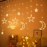 LED Star Moon Curtain Light Christmas Garland String Fairy Lights 3.5M Outdoor Indoor For Home Party Wedding Ramadan Decoration