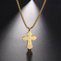 EUEAVAN Punk Eastern Orthodox Cross สร้อยคอจี้สแตนเลสเซอร์เบียศาสนา Amulet สร้อยคอคริสเตียนเครื่องประดับ