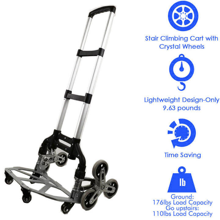 All Terrain Stair Climbing Cart Shopping Cart Hand Truck with Bungee Cord Portable Folding