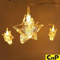 ✨โปรดี!! ไฟหนีบรูปดาว ไฟตกแต่ง ไฟประดับ LED (ยาว 4.90 เมตร) แสงนวล Warm White สุดคุ้ม