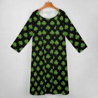 Irish Shamrock Dress Two-Piece Green Leaf Print Street Fashion Casual Long Dresses Female Beach Maxi Dress ของขวัญวันเกิด