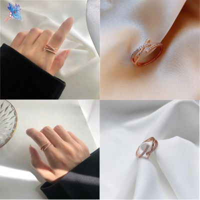 Simple Cool Breeze Cross Zircon Female Fashion Personality Ins Tidal Light Luxury Index Ring