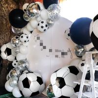 Happy Birthday Paper Banner Black White Football Theme Party decoration Birthday Party Decoration Football Balloon SET