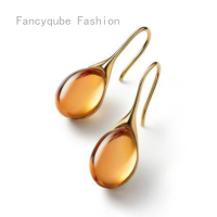 Fancyqube 4สีที่ละเอียดอ่อน18K ทองธรรมชาติตาแมวตะขอต่างหูห้อยต่างหูแต่งงานหมั้นต่างหูสำหรับผู้หญิง