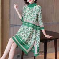 2023 Hot Miyake dress spring style high-end pleated loose printed age-reducing petite mother plus size womens A-line skirt