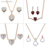 ✣ ZHOUYANG Jewelry Sets For Women Trendy Red Love Heart Crystal Necklace Earring Engagement Silver Color Fashion Jewelry KAS075